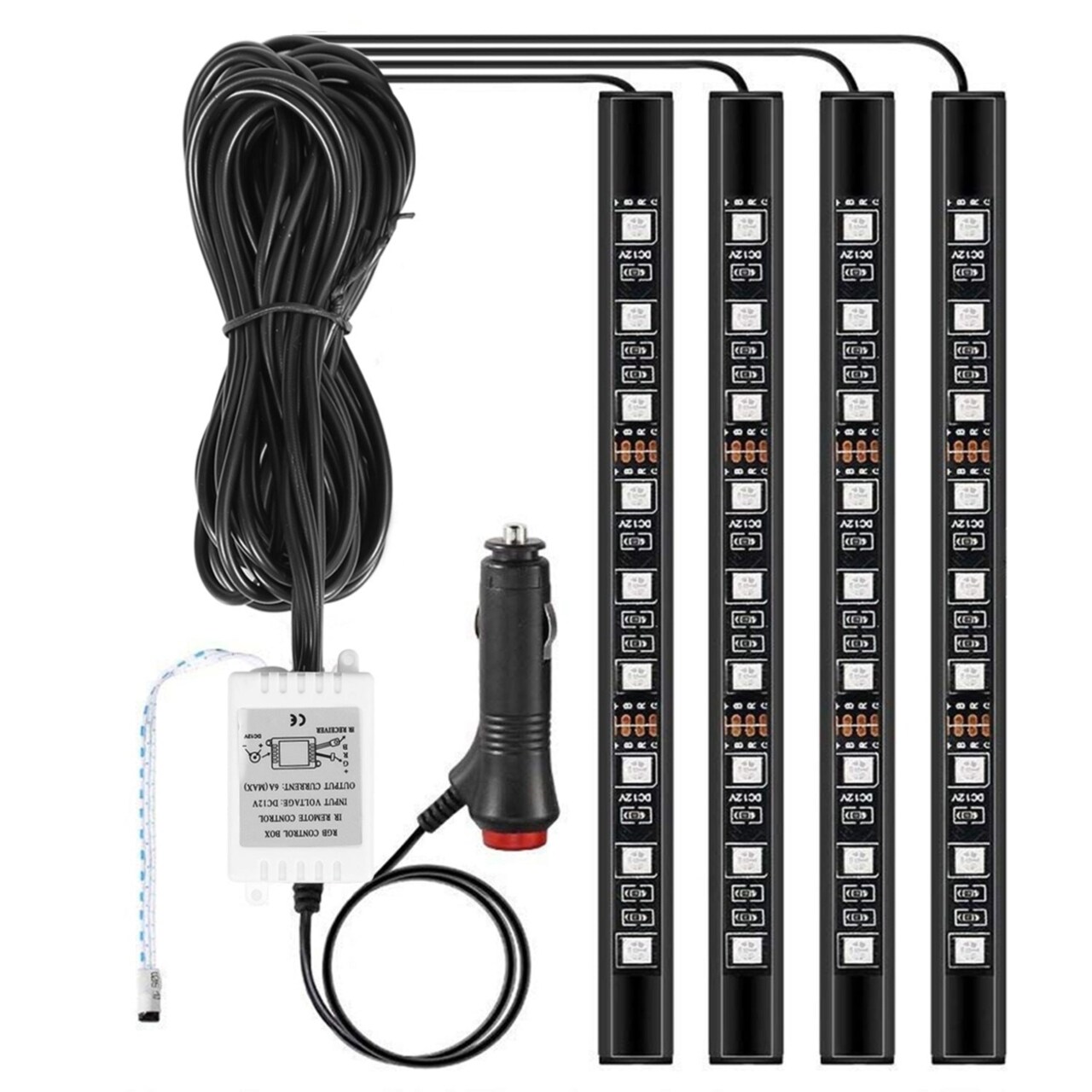 4Pcs 36Leds 12V Car Atmosphere Light Strip Ip65 Colorful Rgb Led Neon Lights Ir Remote